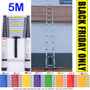 DayPlus 5m Telescopic Ladder 16.4ft Multi-Purpose Aluminum Lightweight Folding ladder Non-Slip Extendable Sturdy Home Loft Tool