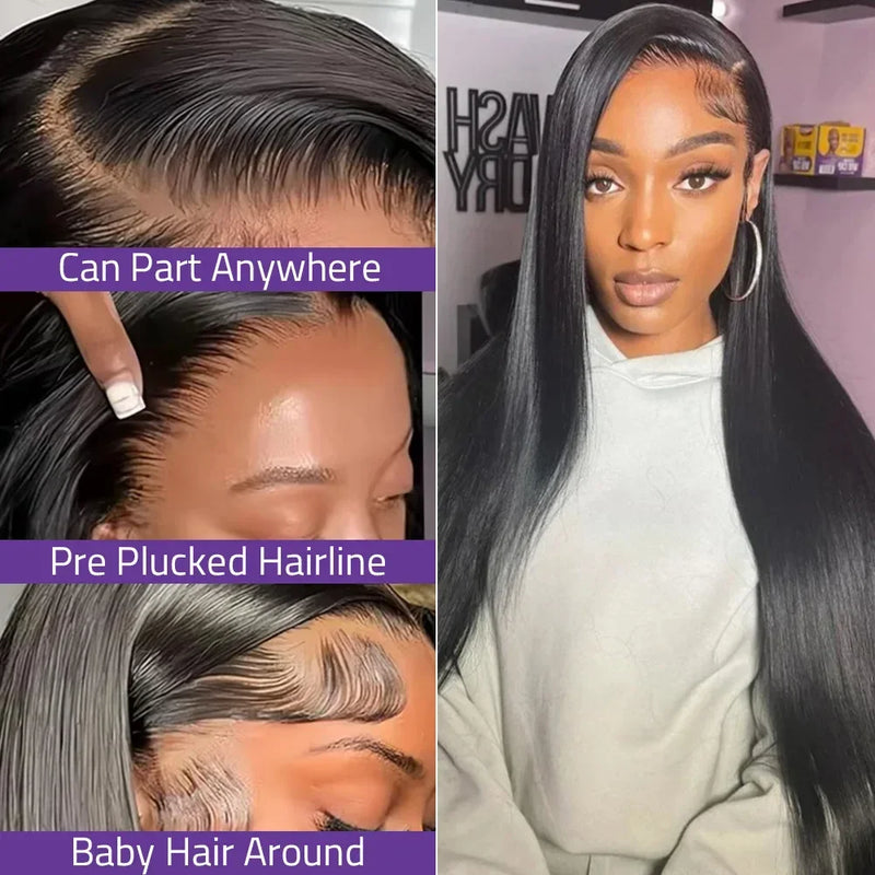 Bone Straight 13x6 HD Lace Frontal Human Hair Wig 5x5 Brazilian Glueless Ready To Wear Pre Cut Lace Closure Wigs for Black Women