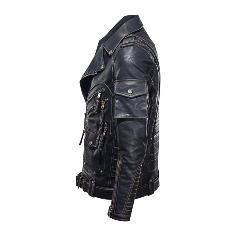 Mountainskin Winter Mens Leather Jacket Men Fashion Motorcycle PU Leather Jacket Cool Zipper Pockets Leather Coats EU Size SA968