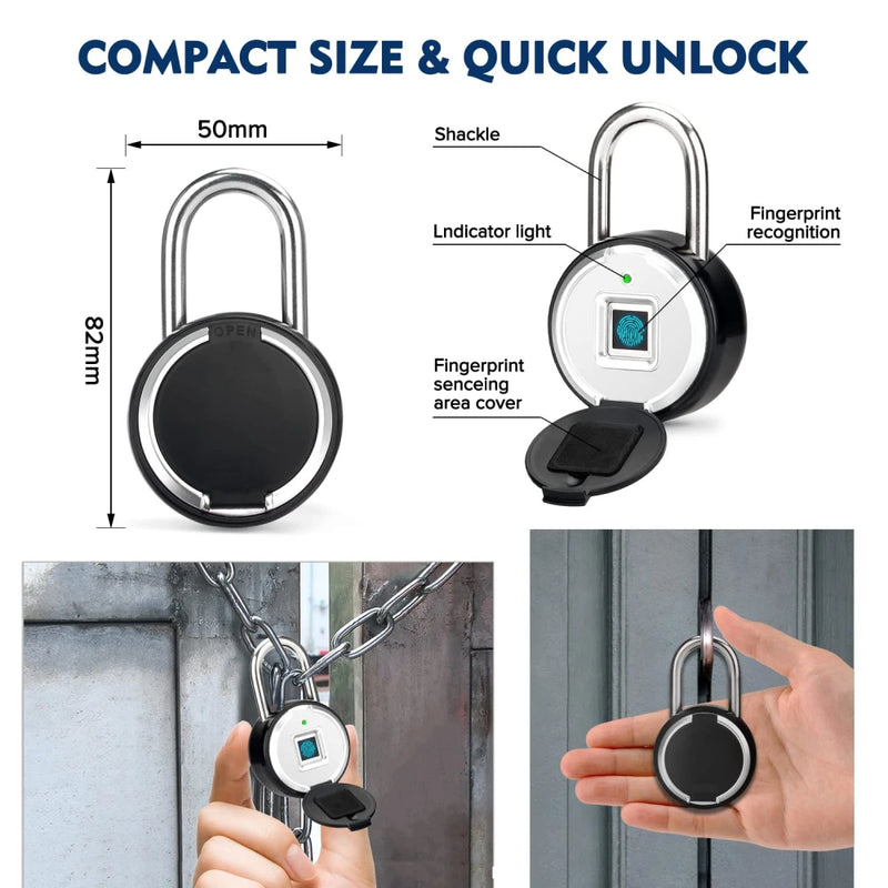 Tuya Smart Padlock Biometric Fingerprint Lock Waterproof Electronic Locks Smart Life APP Keyless Unlock Home Security Protection