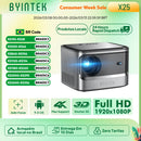 BYINTEK X25 Full HD Projector 1080P 4K Video 900Ansi  Auto Focus  WiFi Smart Android 9.0 LCD LED Video Home Theater Projectors