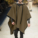 Autumn Trendy Men's Cape Coat Vintage Poncho Jacket Batwing Sleeve Irregular Design Men Hooded Trench Shawl Coat Cosplay Costume