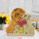 Custom Lion King Wooden Family Puzzle Personalized Name Ornaments Wooden Lion Statue Home Decor Thanksgiving Christmas Warm Gift