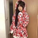 Miniso Camouflage Hello Kitty Harajuku Zip-up Mäntel Cartoon Kitty Katze bedruckte Gothic Kapuzenpullover Paar Y2k Damenbekleidung