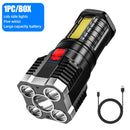 5LED High Power Led Flashlights Rechargeable Camping Spotlight with Side Light 3 Lighting Modes for Camping Adventure Outdoor