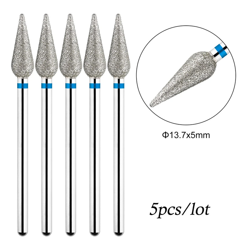 5pcs/lot Drill Bits for Nails Diamond Heads to Nails Milling Cutter for Manicure Cuticle Nail Cutter Tips Accessories Tools