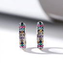 Fashion Silber Farbe Runde Mini Ohrringe Set Halber Creolen Bunte Zirkonia Damen Luxus Schmuck Creolen