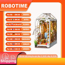 Robotime Rolife Gardenhouse Book Nook DIY Dollhouse Bookend Model Kit with LED Light Wooden Puzzle for Bookshelf Decor - TGB06