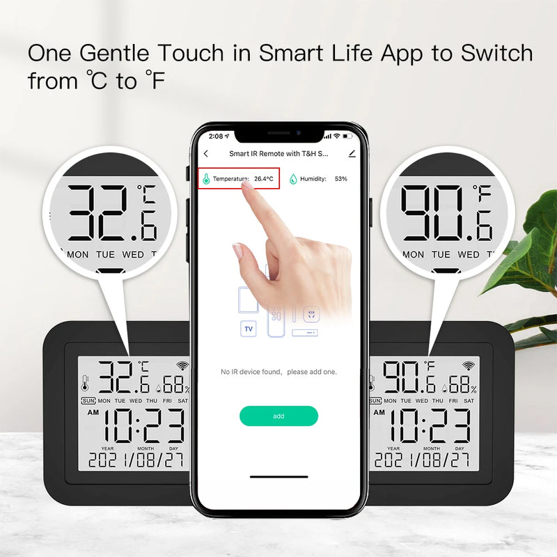 MOES WiFi Tuya Smart IR Remote Control Temperature and Humidity Sensor for Air Conditioner TV AC Works with Alexa Google Home