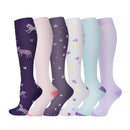 6 PAIRS Compression Socks Flowers Animal Fruit for Men Women Running Nurse Socks Nurses Sport Ladies Lady Womens Running