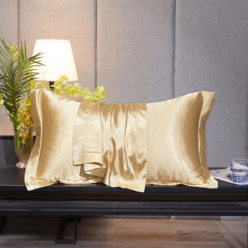 48x74cm Pillowcase Artificial Silk Pillow Cover Solid Color Smooth Satin Pillows Covers for Bedding Sleeping Pillowcases 1/2 pcs