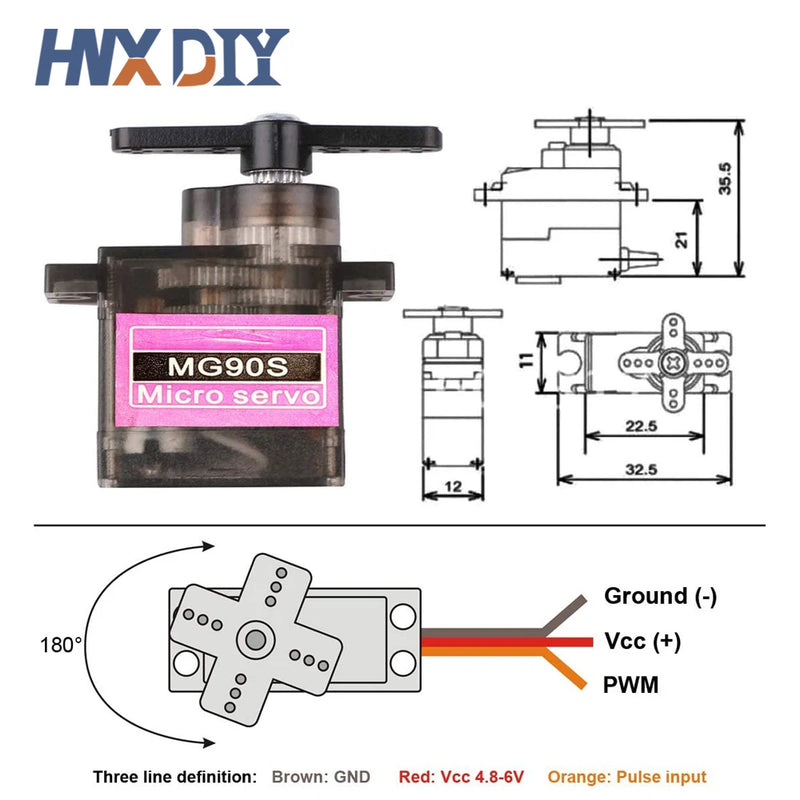 1-10PCS MG90S Micro Servo Motor Metal Gear Analog RC Servomotor 180 Degree For Mini Car Airplane Helicopter Arduino Robot