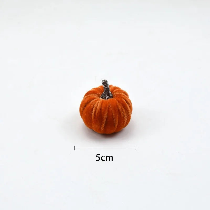 10pcs Velvet Artificial Pumpkin Decoration Desktop Pumpkin Ornament Christmas Thanksgiving Harvest Festival Halloween Decoration