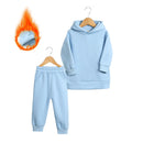 2026 New Arrivals Little Girls Clothing Tracksuit 2 Pieces Set Warm Fleece Plain Top Sweatshirt+Pants Loungewear Suit For Kids