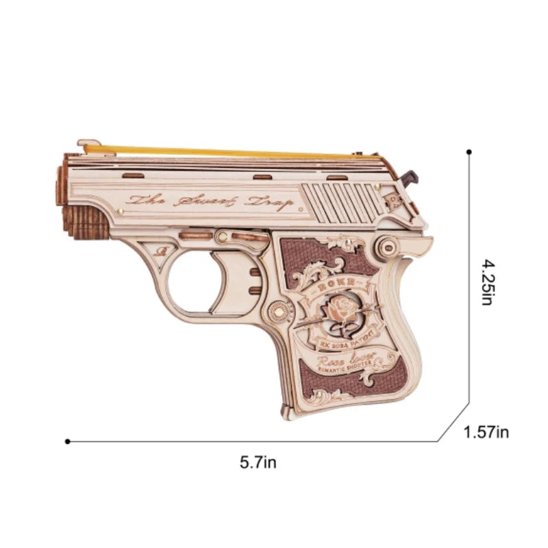Robotime Rokr Mini Gun Toys 3D Wooden Puzzle Rubber Band Guns Toy for Adults Teens Funny Building Block Sets Easy Assembly LQ502