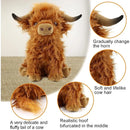Highland Cow Stuffed Animal Plush Toys, Realistic Soft Cuddly Farm Toy, 10inch Soft Cow Plush Toy Christmas Gift for Kids