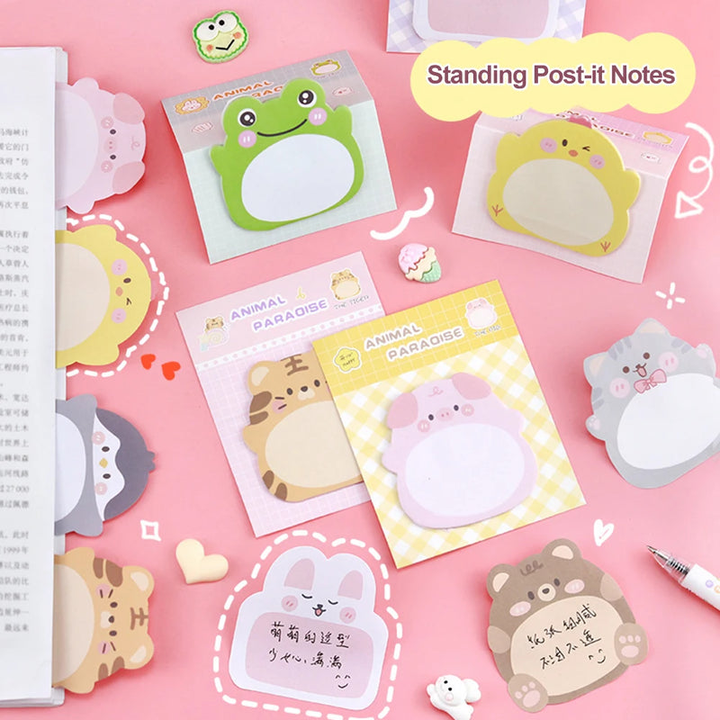 8 Packs Self Adhesive Kid Student Stationary Cartoon Pet Lovers 160 Sheets Roommates Cute Animal Sticky Notes Pads Office School