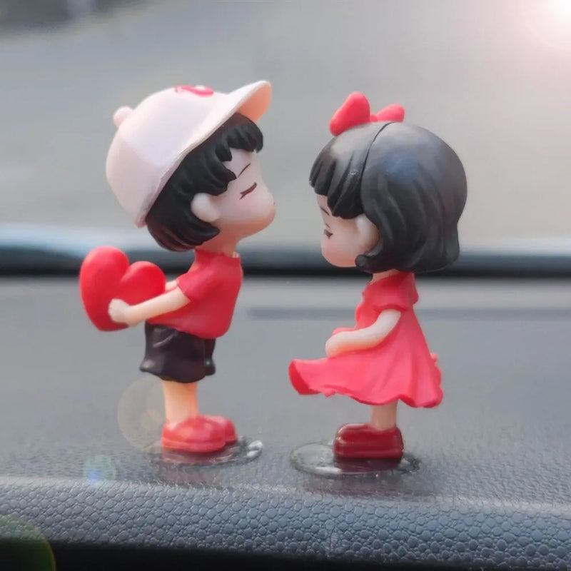 Couple Cute Ornaments for Car, Car Decoration Cute Cartoon Couples Action, Cartoon Car Dashboard Decorations, Cute Lovely Kiss C