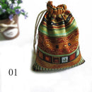 3er-Pack Baumwoll-Geschenkbeutel, mehrfarbig, Tribal Tribe, Kordelzug, Schmuckbeutel, Beutel, Verpackung, Aufbewahrung, chinesischer Ethno-Stil, 9,5 cm x 12 cm