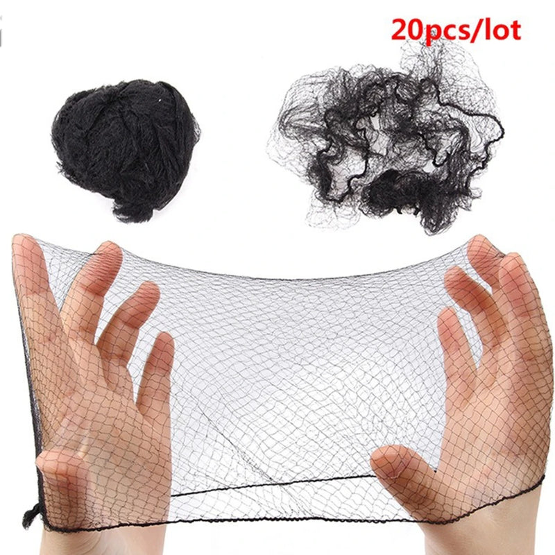 20Pcs/Lot Durable Nylon Hair Net For Bun Hair Hair style Tool Black Coffe Beige Brown White Gold Hair Net For Wigs Mesh