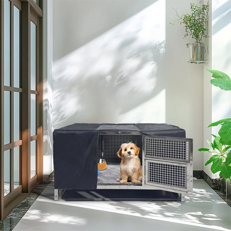 Heavy Duty Stainless Steel Chicken Coop Duck Rabbit Hen House with Dense Net Dog Cage with Waterproof Cover Yard