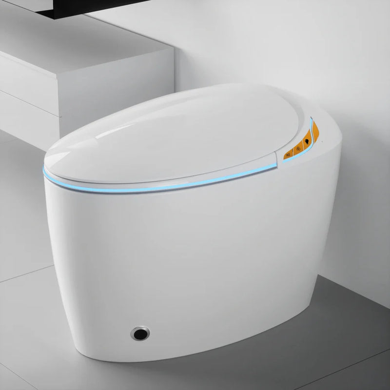 Unique Smart Toilet with Bidet Built In, Intelligent One Piece Toilet For Modern Bathroom, Auto Open/Close Seat, Foot Sensor