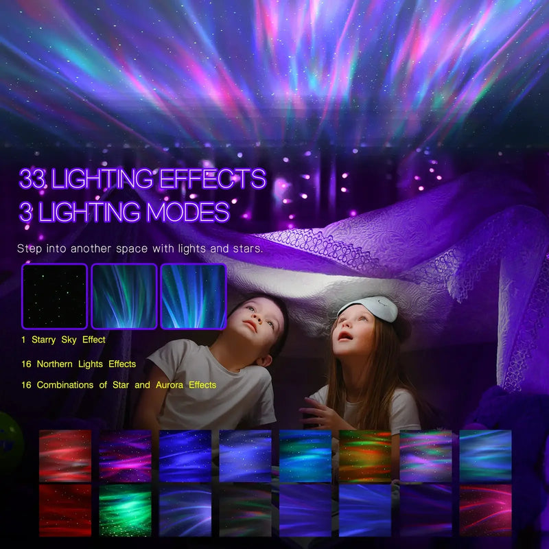 Aurora Projector, Night Lights ,LED Star Projector for Bedroom, Nebula Lamp, Remote Control, White Noises, Bluetooth Speaker