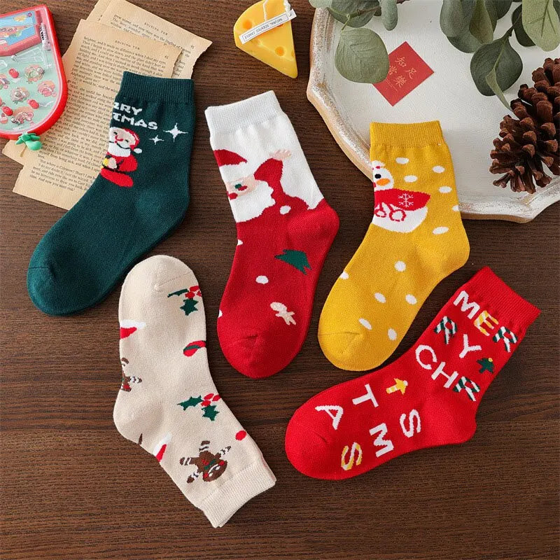 Kids Christmas Socks For 1-10Years Children's Short Socks Girls Boys Winter Warm Cotton Toddler New Year Gift Santa Claus Socks