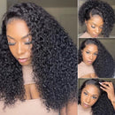 Jerry Curly Half Wig Human Hair Brazilian Deep Wave Curly Half Wig Human Hair 3 IN 1 Seamless Clip Ins Flip Over Drawstring Half Wig 200% Density Full Machine Made for Women Ready to Wear On Clearance Sale Pre Plucked Wig Par