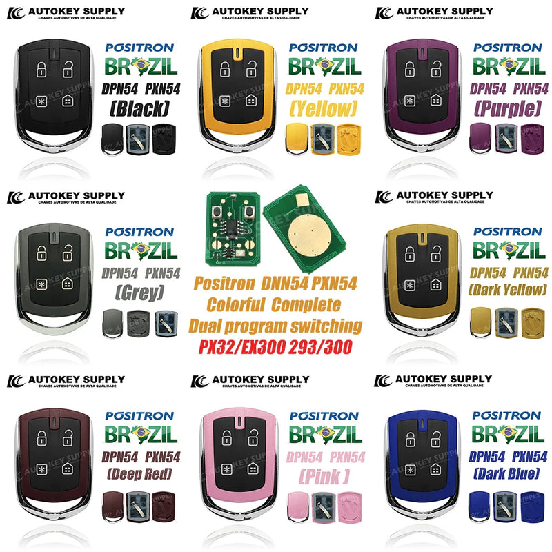 AutokeySupply  DPN54 PXN54 Remote Key Alarm System, Double Program PX32/EX300 293/300 Complete Colorful For Brazil Positron Flex