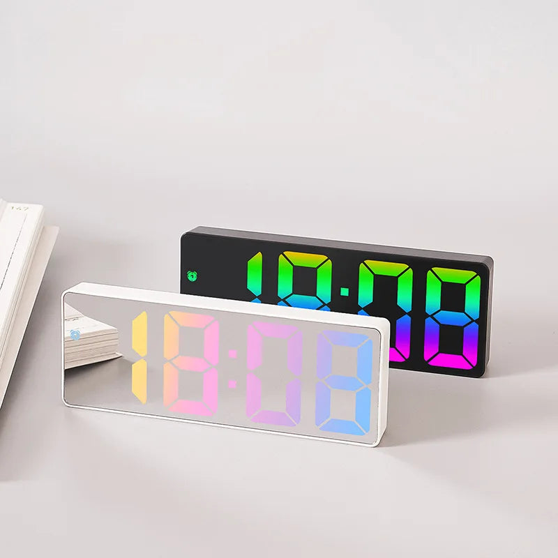 Voice Control Color Digital Alarm Clock TEMP Date Display Night Mode Snooze Table Clock Anti-disturb Function 12/24H LED Clock