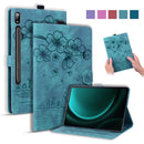 Funda für Samsung Galaxy Tab S9 FE Hülle 10.9" Prägung 3D Blume Katze Brieftasche Tablet Coque für Galaxy Tab S9 FE Cover SM-X510 X516