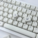 Simple Milky White Cute Cat Theme Keycap 124Keys PBT Sublimation MOA Profile Round Ball Caps Korean Mechanical Keyboard Keycaps