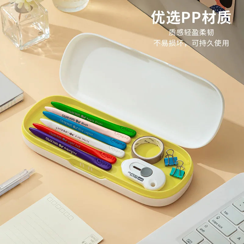 Bview Art Student pencil case Children's pencil case simple ins lovely large capacity double layer stationery box multifunction