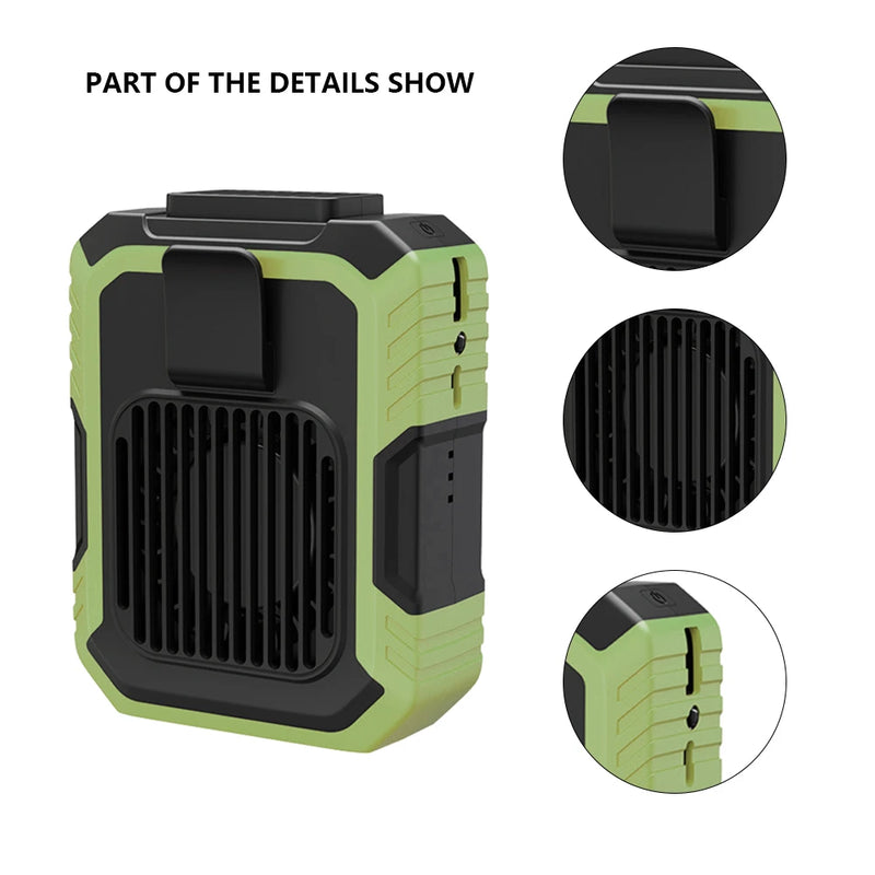 Portable Belt Fan 3 Speed 4000mAh Electric Fan Cooler USB Rechargeable Emergency Mobile Power for Jobsite/Farm/Traveling/Fishing