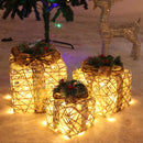 3pcs Christmas Glowing Gift Box With Bow Folding Luminous Box Ornaments For Home Party Desktop Christmas Decoration 2023 Navidad