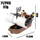 City Creativity Medieval Sailboats Drifting Raft Pirate Gunboat Desktop Ornaments Assemble Building Blocks Bricks Toys Gift