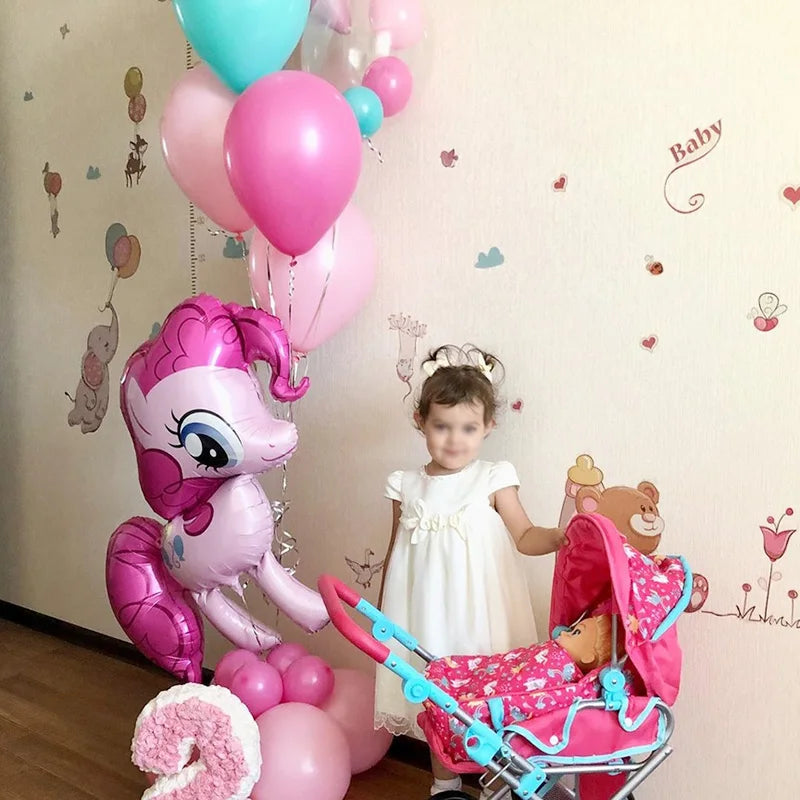 New 100*97CM Pink Horse Pony Unicorn Balloon Happy Birthday Unicorn Party Helium Balloons Kid Animal Toy Globo Party Decoration