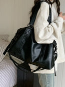 Large Capacity Black Shoulder Bags For Women Large Shopper Bag Solid Color Soft Leather Crossbody Handbags Lady Travel Tote bags