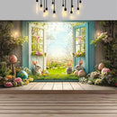 Easter Happy Theme Party Decoration Backdrop Spring Grass Flowers Rabbit Easter Egg Party Supplies Decorations Banner Gift