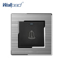 Lichtschalter Türklingel Reset Neuheit Edelstahlplatte mit silberner Umrandung Wandtaster Wandschalter 16A AC110-250V