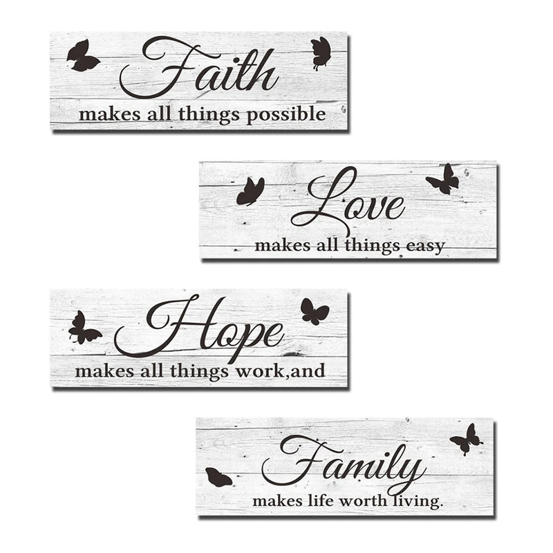 Farmhouse Wooden Sign Family Love Faith Hope Butterfly Rustic Plaque For Front Porch Door Wall Decoration