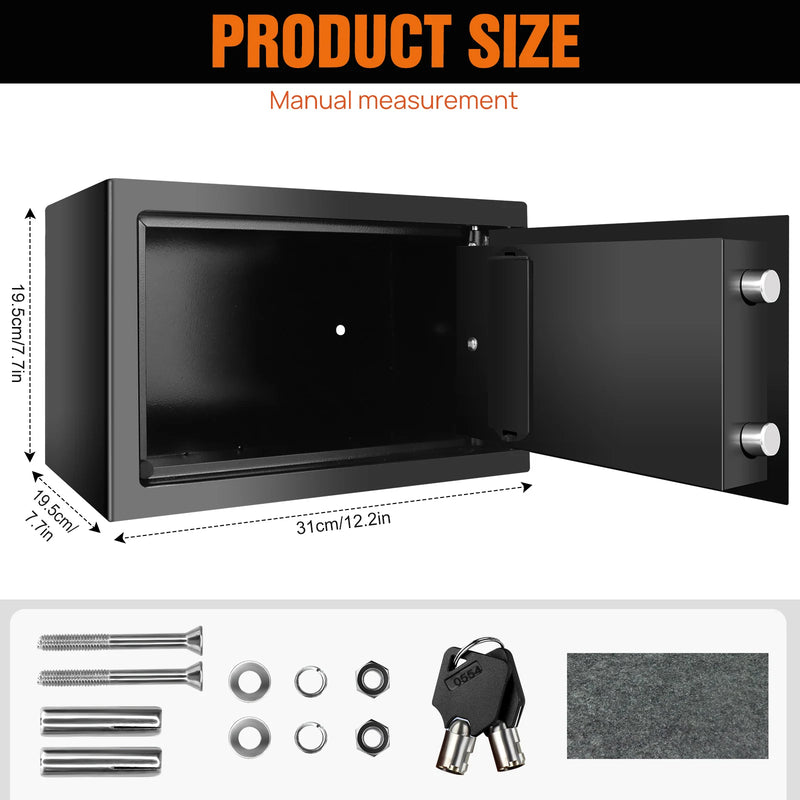 4.6L/8.5L/16L Safes for Home+ 2 Manual Override Keys,Security Safe Cash Box with Double Digital Keypad&Safety Key Lock Cabinet