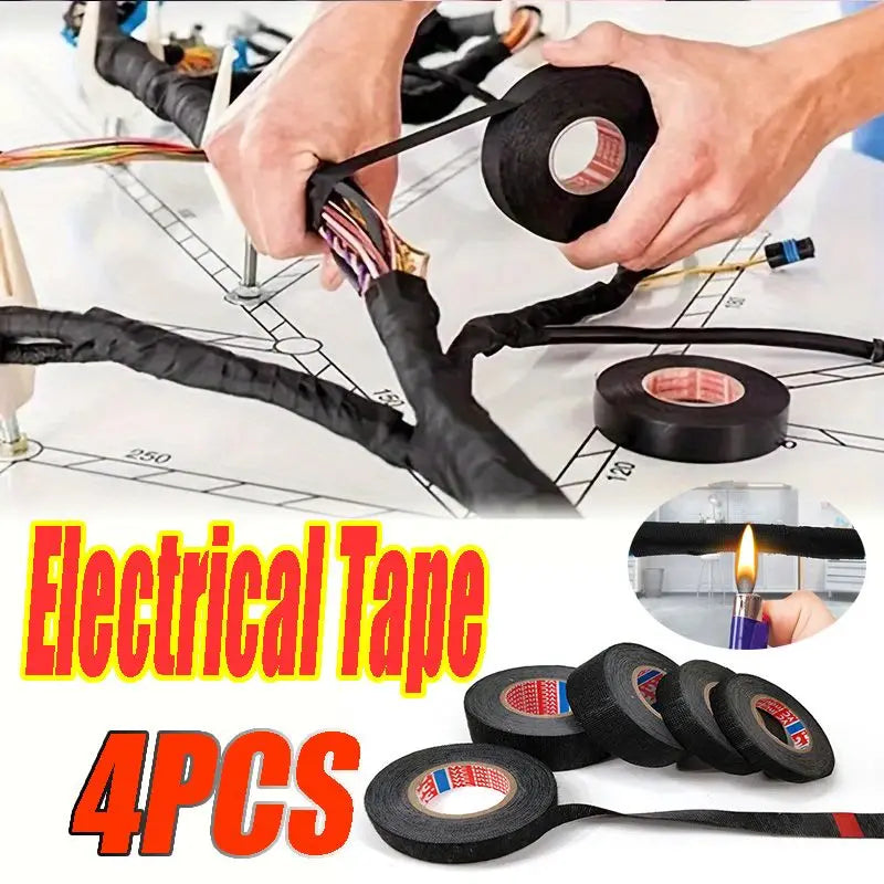 Wiring Electrical Auto Electrical Tape Heat Resistant Harness Adhesive Waterproof Tape Insulating Automotive Fabric Cloth Tape