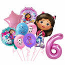 New Gabby Dollhouse Cats Birthday Party Decoration Balloon Pink Cartoon Tableware Backdrop Baby Shower Kids Girls Party Supplies