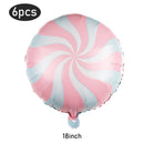 6Pcs Christmas Candy Cane Foil Balloons Round Windmill Lollipops Candy Helium Foil Balloons for Xmas Wedding Birthday Decoration