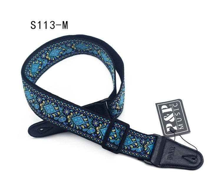 Embroidered Guitar Strap National Style Shoulder Strap Ribbon Musical Instrument Strap Guitar Strap Instrument Guitar Part