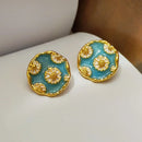 Modern Jewelry Vintage Temperament Blue Flower Stud Earrings For Women Party Gifts Simply Design Accessories  2024 Trend New