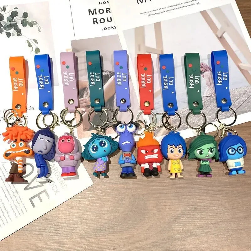 New Inside Out 2 Keychain Figure Toy Joy Sadness Anger Disgust Fear Doll Anime Bag Keyring Toy Christmas Gifts