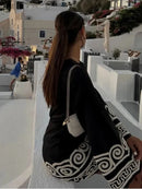 TRAFZA Women's Embroidery Patchwork Dress Long Sleeve Round Neck Tie Dress Casual Loose Commuter Holiday Travel Short Dresses